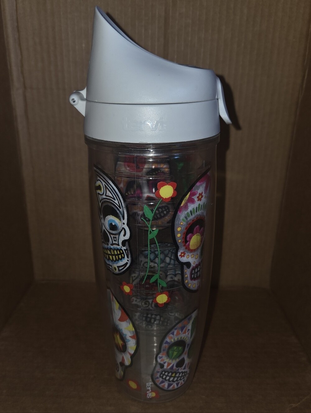 Tervis Sugar Skull Travel Tumbler with Flip Top 24 oz